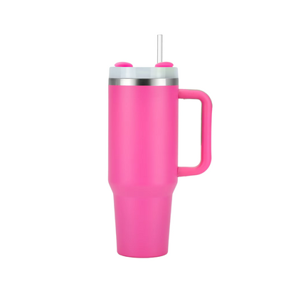 Tumbler Waterfles, Geïsoleerde Drinkbeker met Rietje, Roze